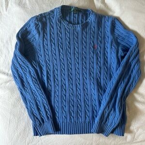 LAUREN Ralph Lauren Cable Knit Cotton Sweater Small Blue
